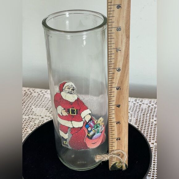 Tall glass candle holder || Santa Clause candle holder || Candle holder Santa - Picture 9 of 11